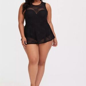 Torrid Black One Piece Swimwear with Mesh Details